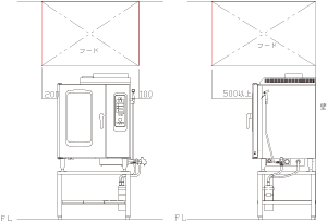 スチームコンベクションオーブンのフード設置について