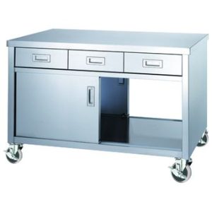 EDW-18090-PU100 シンコー 調理台 キャスター付（両面引出/両面ステンレス戸）