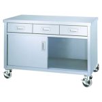 ED-15045-PU100 シンコー 調理台 キャスター付（片面引出/片面ステンレス戸）